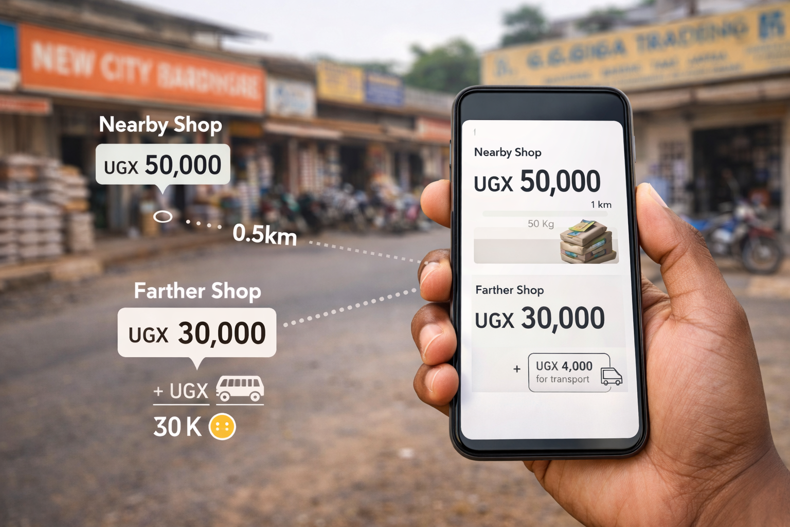 Nearby expensive shop vs farther cheaper shop with transport cost