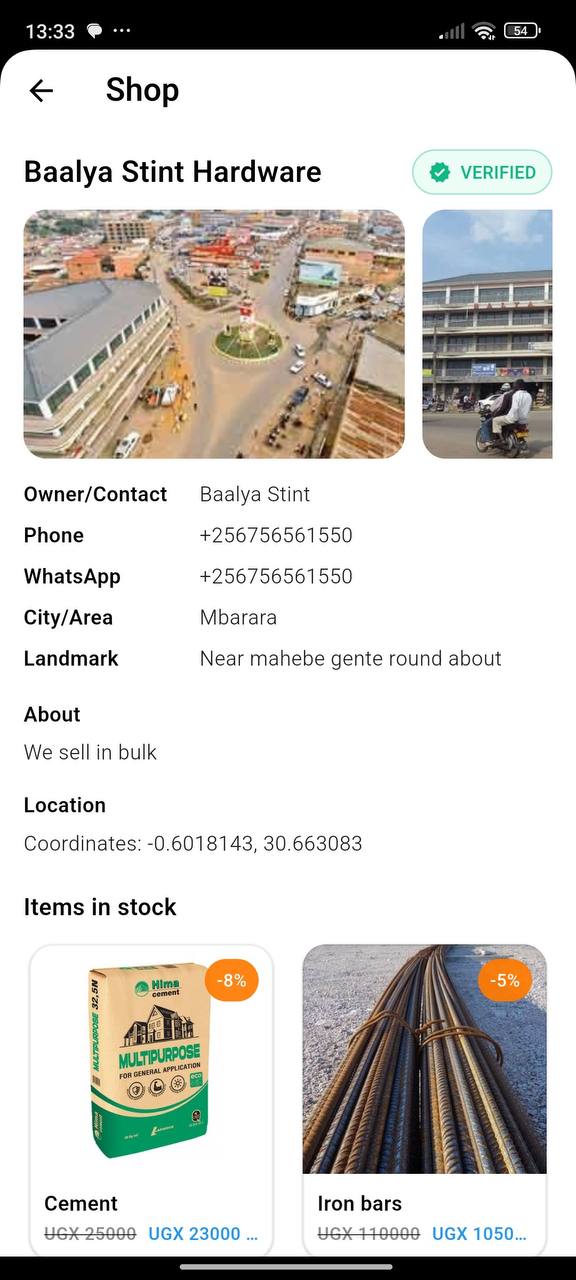 Buyer shop profile screen